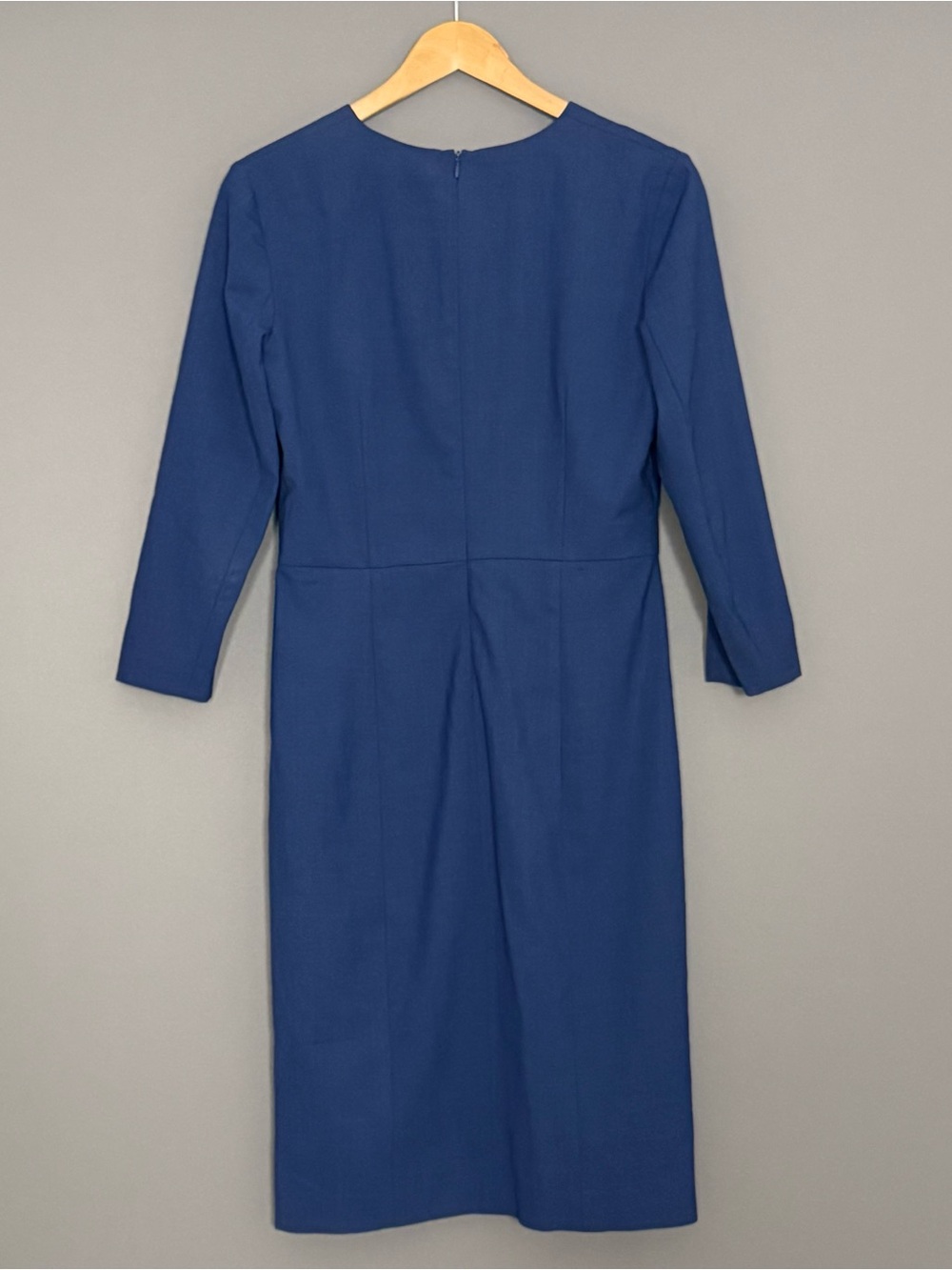 Theory Wool V-Neck Sheath Dress Women Blue Size 6 Corpcore Career - Picture 3 of 8